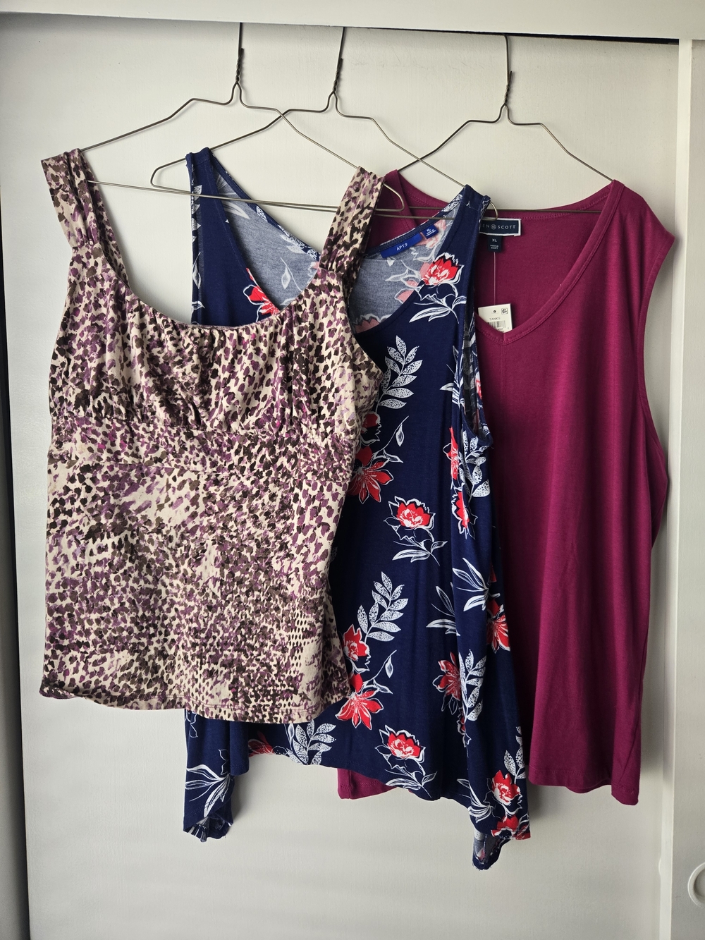 Women’s Three-Pack Tanks — Magenta, Navy Floral & Leopard